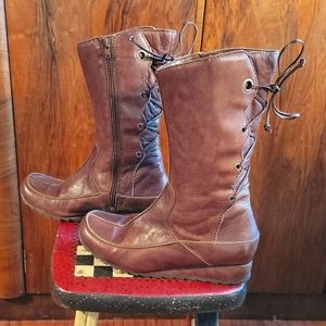 HUSH PUPPIES brown leather back-lace-up boots Sz 9.5
